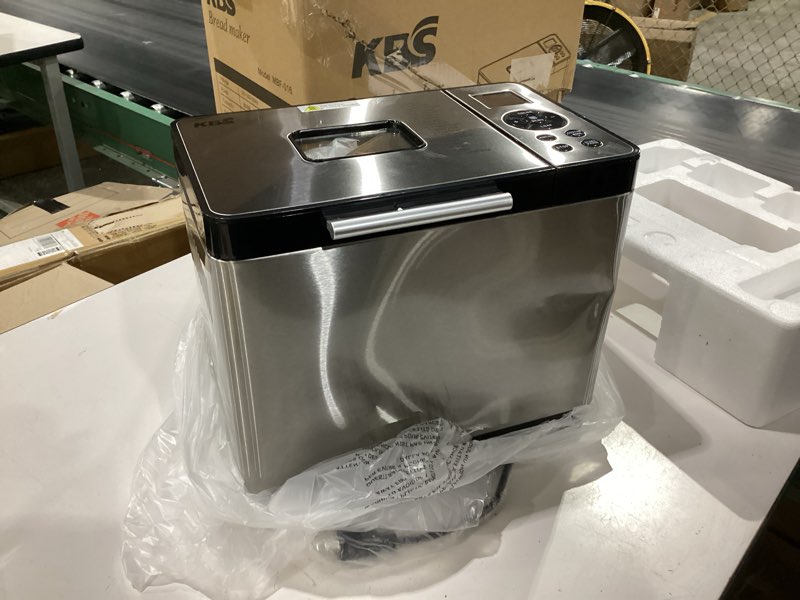 Condition photo showing As Is for kbs 19-in-1 programmable bread maker, 2lb bread machine with healthy ceramic pan, stainless steel bread maker machine with 15h timer& 1h keep warm, sourdough, gluten free, 3 crust colors, 53 recipes silver