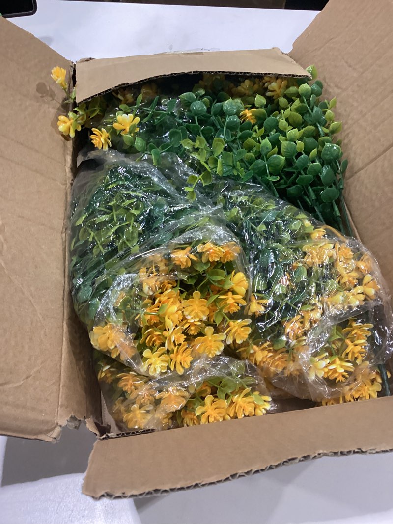 Condition photo showing New/Like New for yastouay artificial flowers for outdoors uv resistant, 14 bundles yellow realistic fake outdoor flowers fake plants, faux flowers for outdoor planters front porch garden window box farmhouse decor yellow 14 bundles