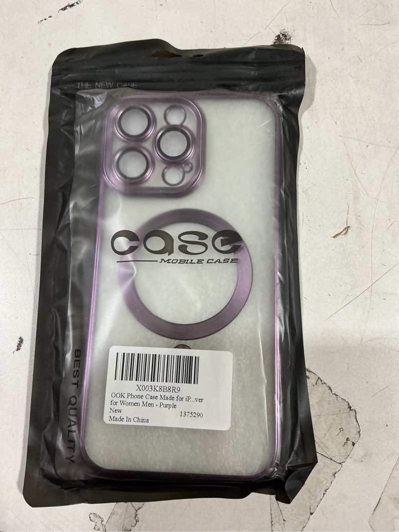 Condition photo showing New/Like New for OOK Magnetic Case Made for iPhone 14 Pro Max (6.7 Inch) [Built-in Camera Lens Protector] [Compatible with MagSafe] Soft TPU Anti-Scratch Shockproof Protective Slim Clear Case for Women Men - Purple Purple for iPhone 14 Pro Max