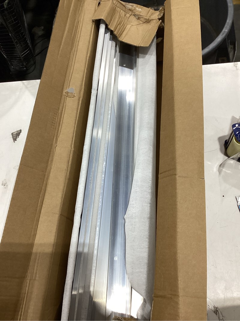 Condition photo showing As Is for m-d building products 80622 36 in. silver aluminum u-shape commercial screw-on under door seal 36 in silver