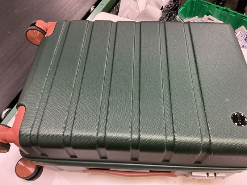 Condition photo showing Good Condition for hulsin carry on luggage suitcase, 22x14x9 airline approved 20 inch hardside carry-on luggage with spinner wheels, hard shell luggage with tsa lock, hard case small travel suitcase (green, 20-inch) 20-inch green