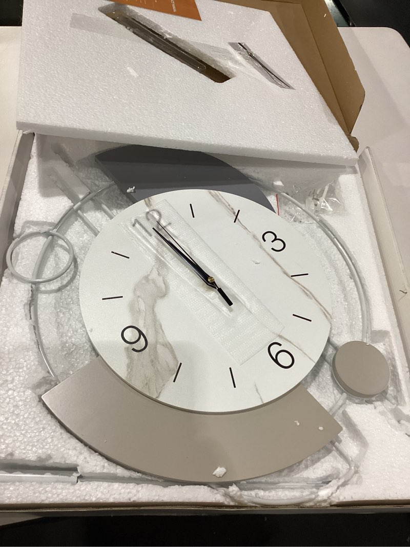 Condition photo showing Good Condition for Dankeit Decorative Wall Clock with Pendulum, Silent Quartz Non-Ticking Battery Operated, Large Wall Clocks for Living Room Kitchen Home Bathroom Bedroom - 16x26.5in(White) White 16x26.5inch