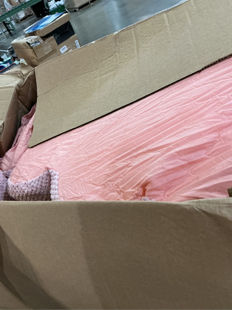 Condition photo showing As Is for dog stairs & pet ramp for small/large dogs to high beds/couches - 5 steps 24-inch height for 18-30 inch furniture, 2 washable covers (pink, grey), non-slip balanced 33d design for old dogs & cats fleece pink 5-step (33.1 x 15.8 x 24 h in 33d)