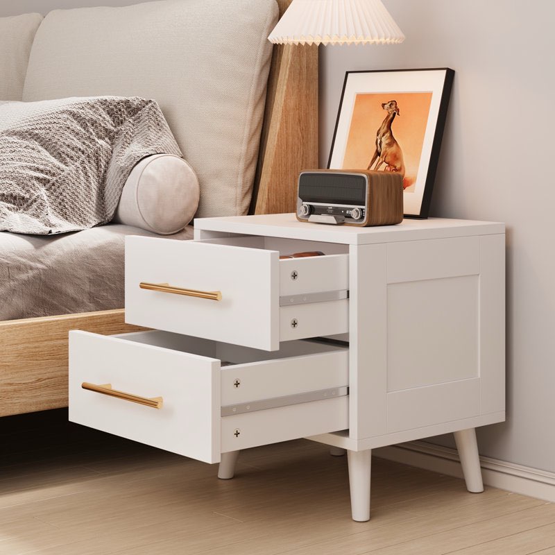 Janitza 2 Drawer 17.7'' W Mid-Century Modern Nightstand with Metal Handles and Tapered Legs