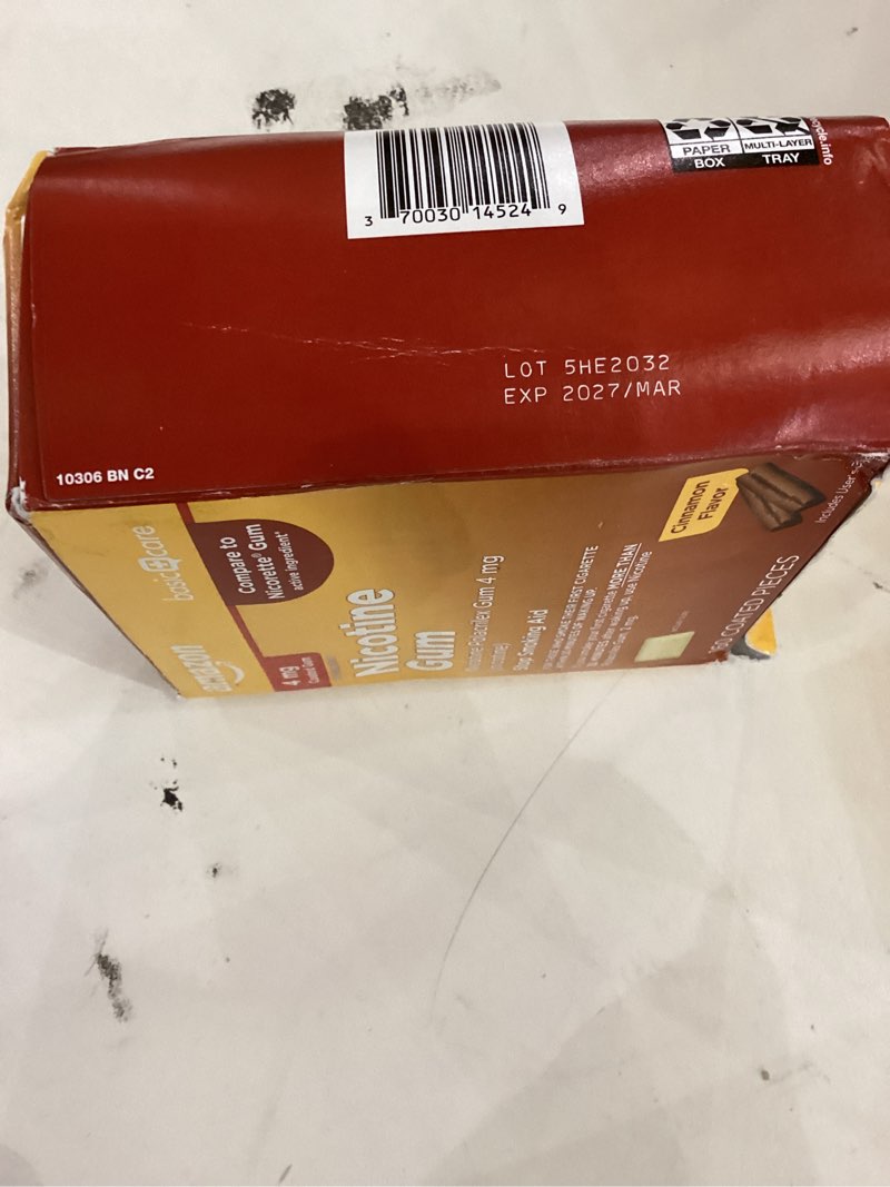Condition photo showing Good Condition for Amazon Basic Care Nicotine Polacrilex Coated Gum 4 mg (nicotine), Cinnamon Flavor, Stop Smoking Aid, 160 Count Cinnamon 160 Count