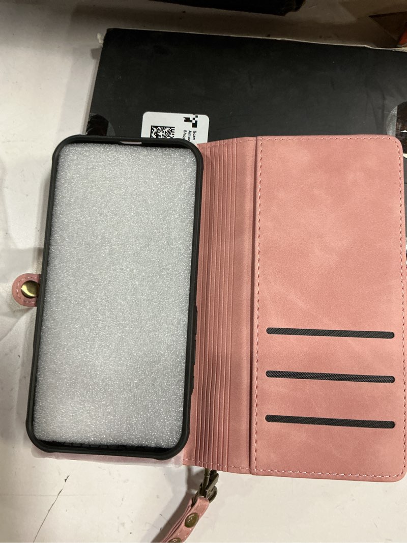 Condition photo showing New/Like New for Defencase for iPhone 15 Pro Magnetic Wallet Case Compatible with Magsafe with RFID Blocking Zipper Strap Card Holder for Women, PU Leather Detachable Phone Case for iPhone 15 Pro (6.1 inch), Rose Pink iPhone 15 Pro (6.1" triple cameras) (Detachable with Magsafe)-Pink