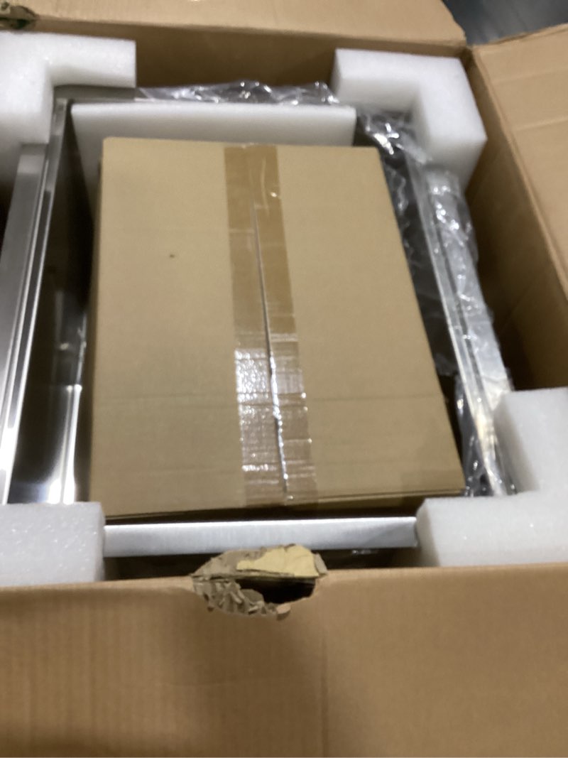 Condition photo showing As Is for kraus kore 23-inch undermount workstation 16 gauge single bowl stainless steel kitchen sink with accessories, kwu111-23 stainless steel 23 inch sink