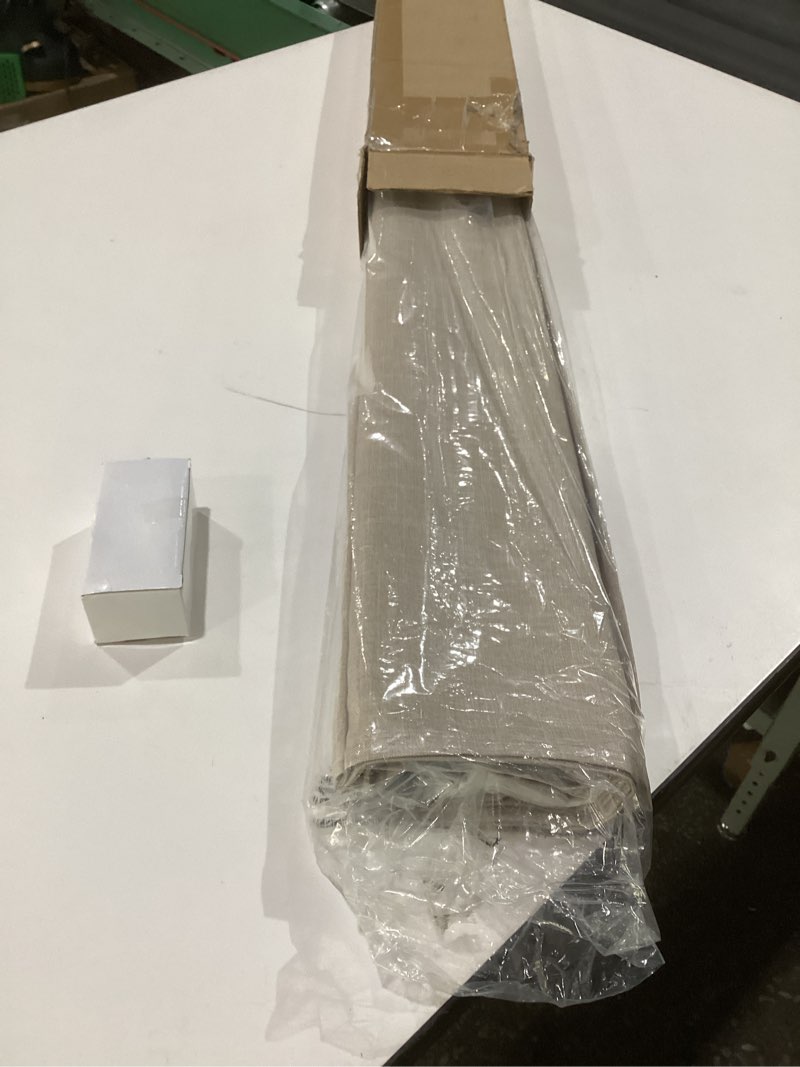 Condition photo showing As Is for nutro chill blackout window blinds cordless, spring system window shades with uv protection thermal insulated linen fabric, roller blinds for home office() beige, not exact, similar to stock photo,