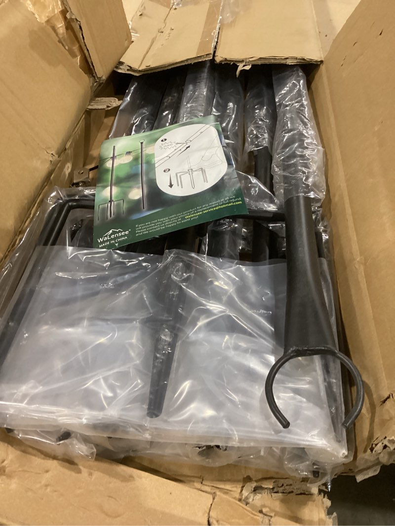 Condition photo showing Good Condition for Walensee 4 Pack String Light Poles with Hook, 9.4FT Outdoor Metal Lighting Pole for Hanging String Lights,Garden Patio Decor,5-Prong Fork Steel Stand Holder for Holiday,Wedding,Easter,Party,Backyard