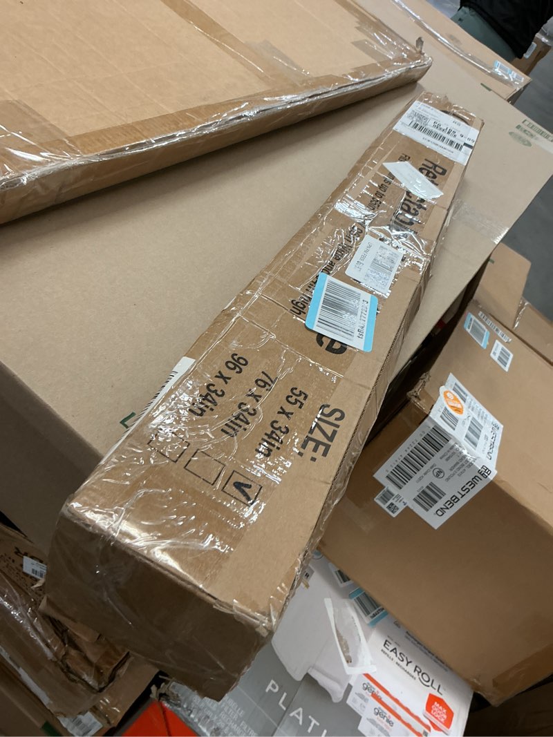 Condition photo showing As Is for Retractable Baby Gate for Stairs, 55" Wide Mesh Dog Gate Indoor, 34" Tall Child Gate for Doorways, Hallways, Deck, Indoor Outdoor Pet Baby Safety Essentials for Home, Grey Gray 55'' Wide