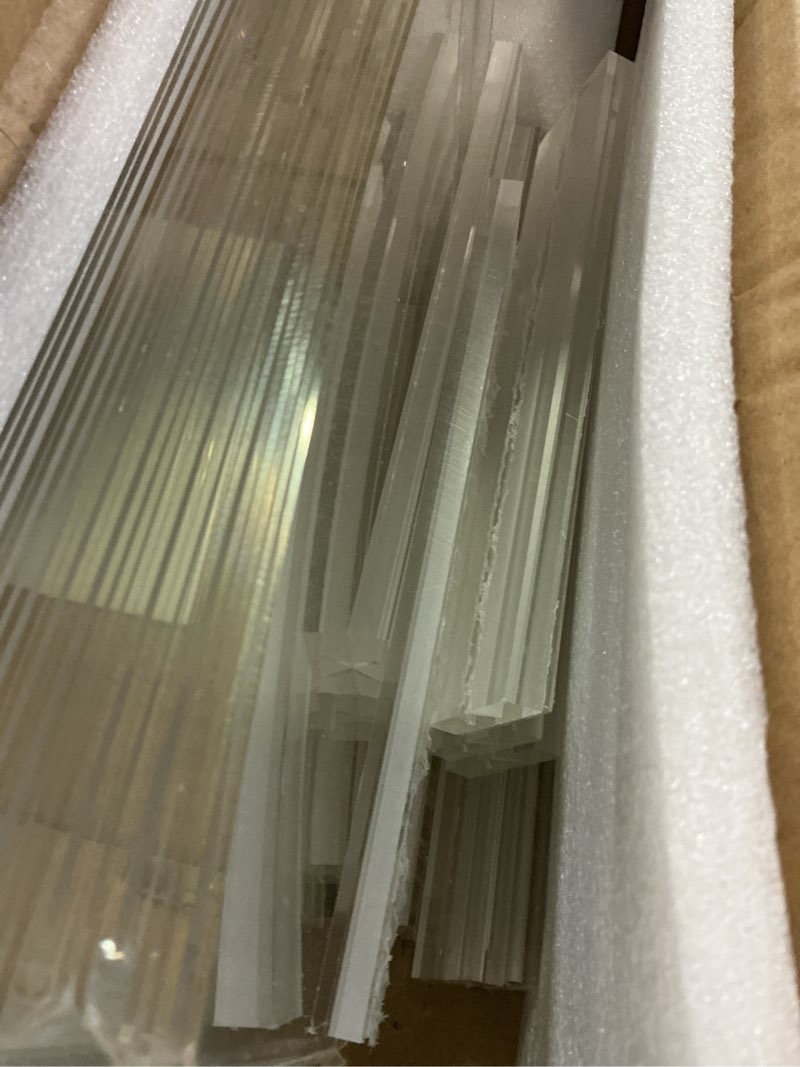 Condition photo showing As Is for 12 pack acrylic sign holder 8.5 x 11, double-sided clear sign holder plastic stands for display, t shape acrylic table sign stands for office store restaurants wedding party decoration vertical 12 pack 8.5x11