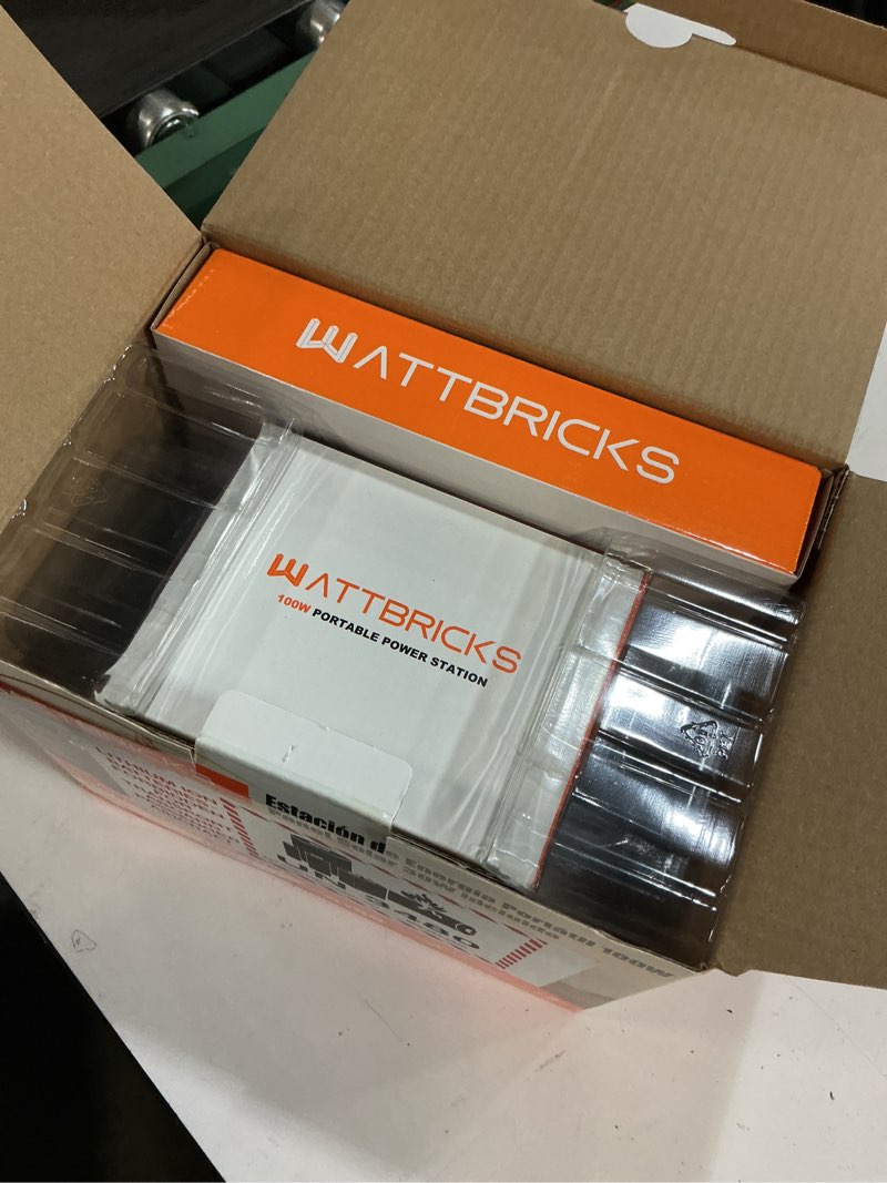 Condition photo showing Good Condition for wattbricks 100watt portable power station & 30watt portable solar panel included