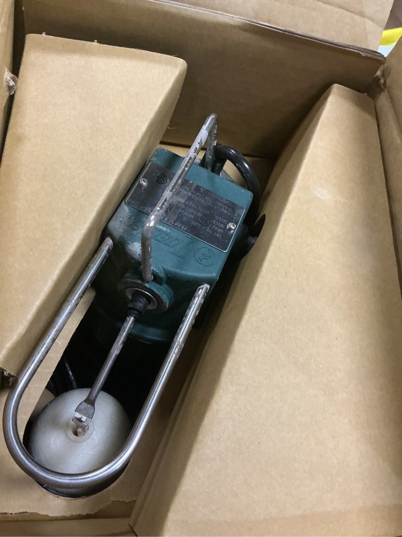 Condition photo showing As Is for zoeller 1/3 hp 2880 gph cast iron vertical float switch ac submersible sump pump
