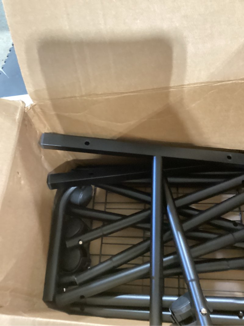 Condition photo showing Good Condition for clothes rack - clothing rack with storage mesh shelf & casters, heavy-duty metal clothing rack for hanging clothes, dresses, coats, large load capacity, easy assembly, black, 28.0"x16.9"x59.0" black 28.0" x 16.9" x 59.0" (1 rod)