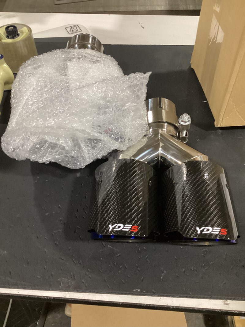 Condition photo showing New/Like New for (similar) ydes carbon fiber 3-inch inlet 4-inch outlet set of dual car exhaust tips fit for 76 mm or 3 inch stainless steel tailpipe exhaust pipe(2pcs) blue glossyblue 3 inch