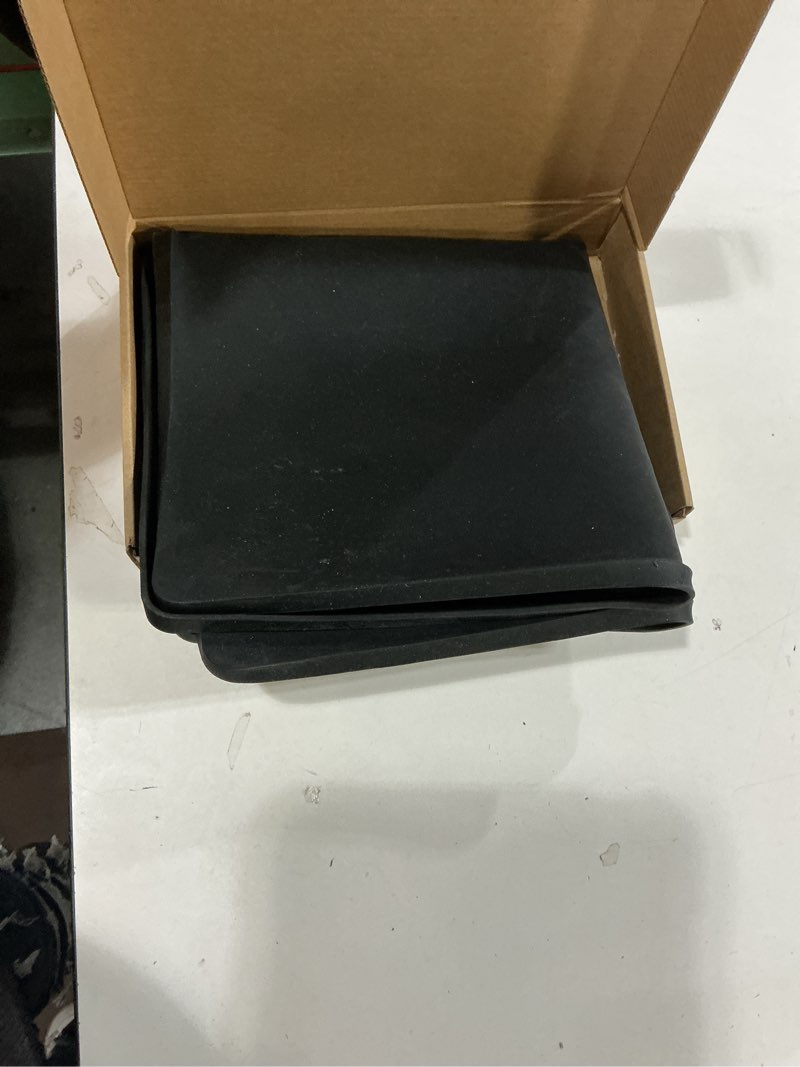 Condition photo showing As Is for Mini Fridge Silicone Mat 19.7"x19.7"x0.4" - Non-Slip, Spill-Proof, Drip Prevention | Ideal for Refrigerators, Washing Machines, Dryers, Wine Coolers, and Dishwashers Black 19.7' * 19.7'