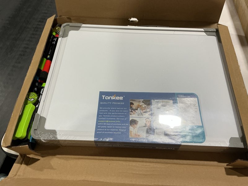 Condition photo showing Good Condition for Small Dry Erase White Board – TANKEE Magnetic Desktop Foldable Whiteboard Portable Mini Easel Double Sided on Table Top with Holder for Drawing, Teacher Instruction, Memo Board Gray