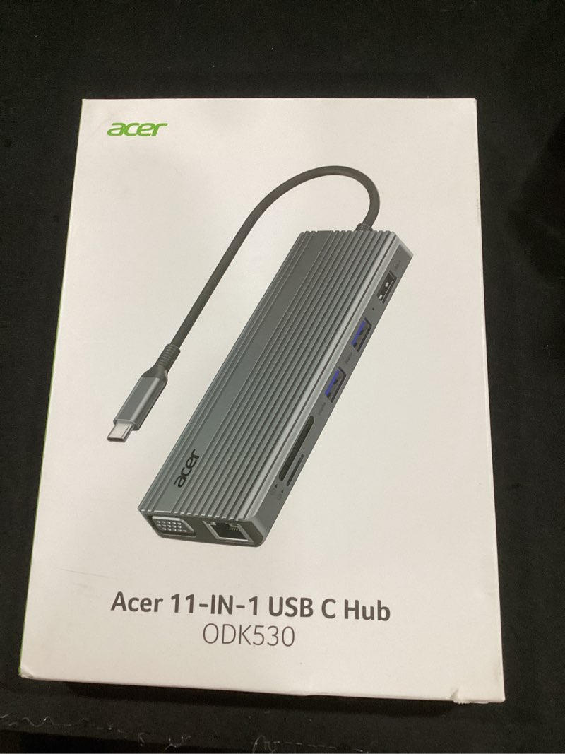 Condition photo showing Good Condition for acer 11 in 1 usb c hub multiport adapter with 4k@60hz hdmi, 2x10gbps usb c, 2x5gbps usb a, 100w pd port, 1000mbps ethernet, 1080p vga, sd/tf, laptop docking station dual monitor for pc, desktop