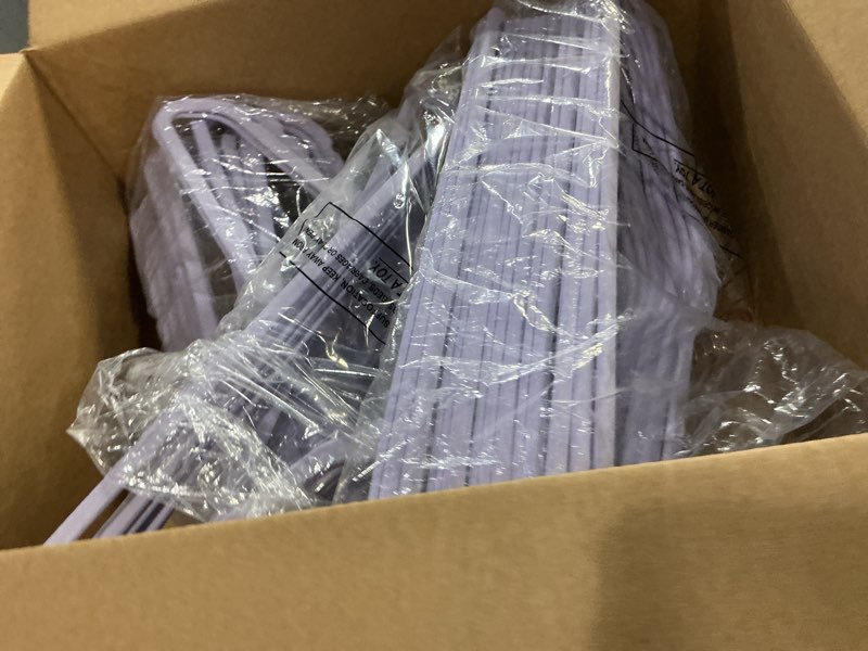 Condition photo showing Good Condition for MIZGI Premium Velvet Hangers (50 Pack) Heavy Duty - Non Slip Felt Hangers - Velvet Suit Hangers Light Purple - Rose Gold Hooks,Space Saving Clothes Hangers Light Purple/Rose Gold 50-Pack