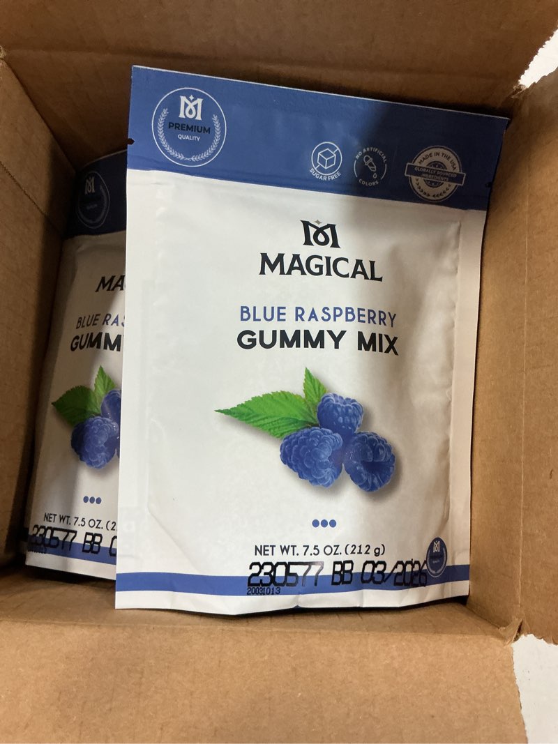 Condition photo showing New/Like New for (BB:03/2026) MAGICAL BUTTER Organic Premium Blue Raspberry Gummy Mix - Low Calorie, Zero Sugar Snacks, Sugar Free, Healthy Candy for Adults Premium Blue Raspberry 4 Pack