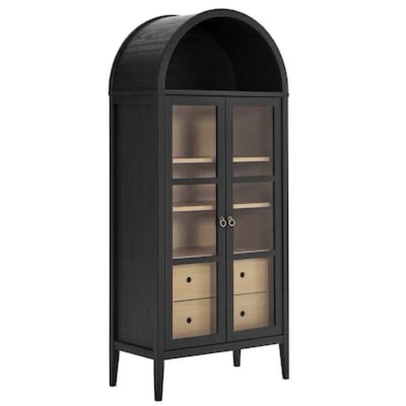 Modway Nolan Tall Arched Storage Display Cabinet in Black Oak