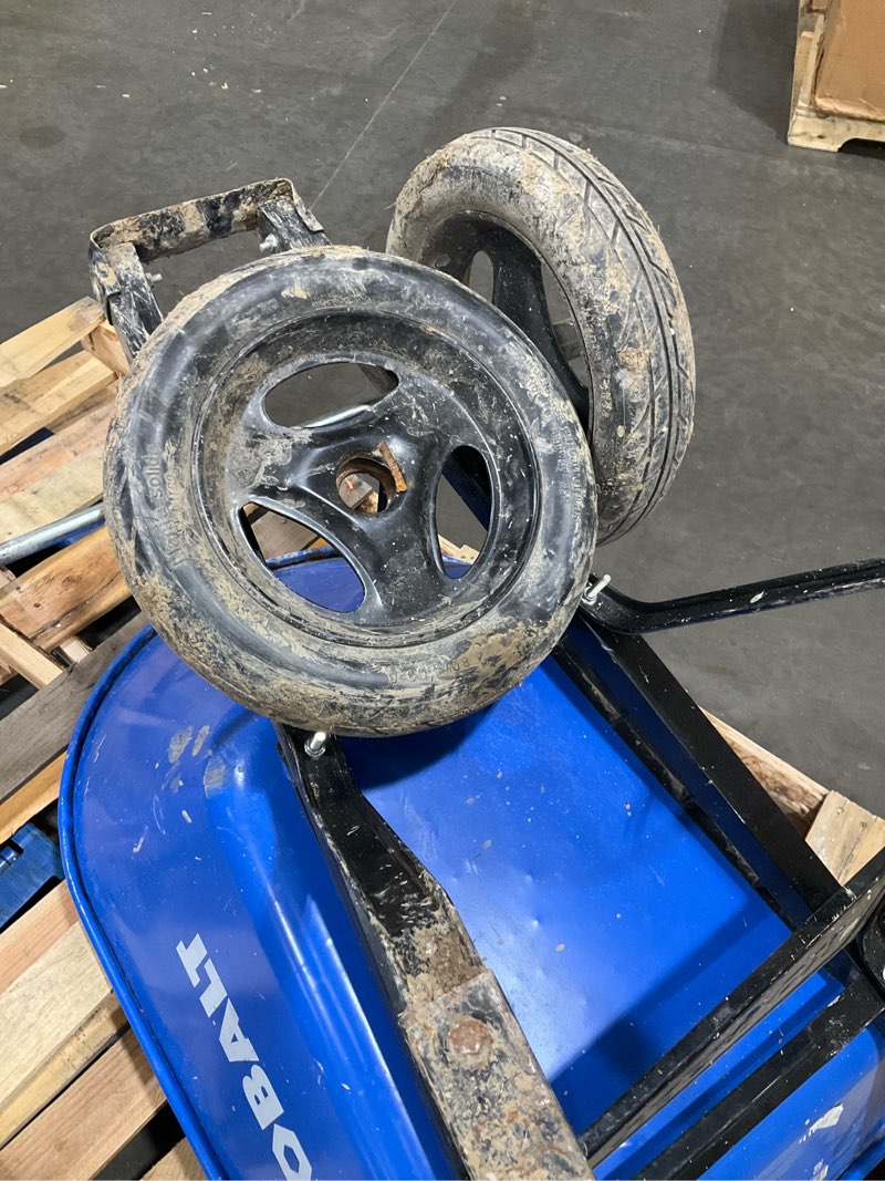 Condition photo showing As Is for kobalt 7-cu ft 2 wheel steel push wheelbarrow flat-free tire