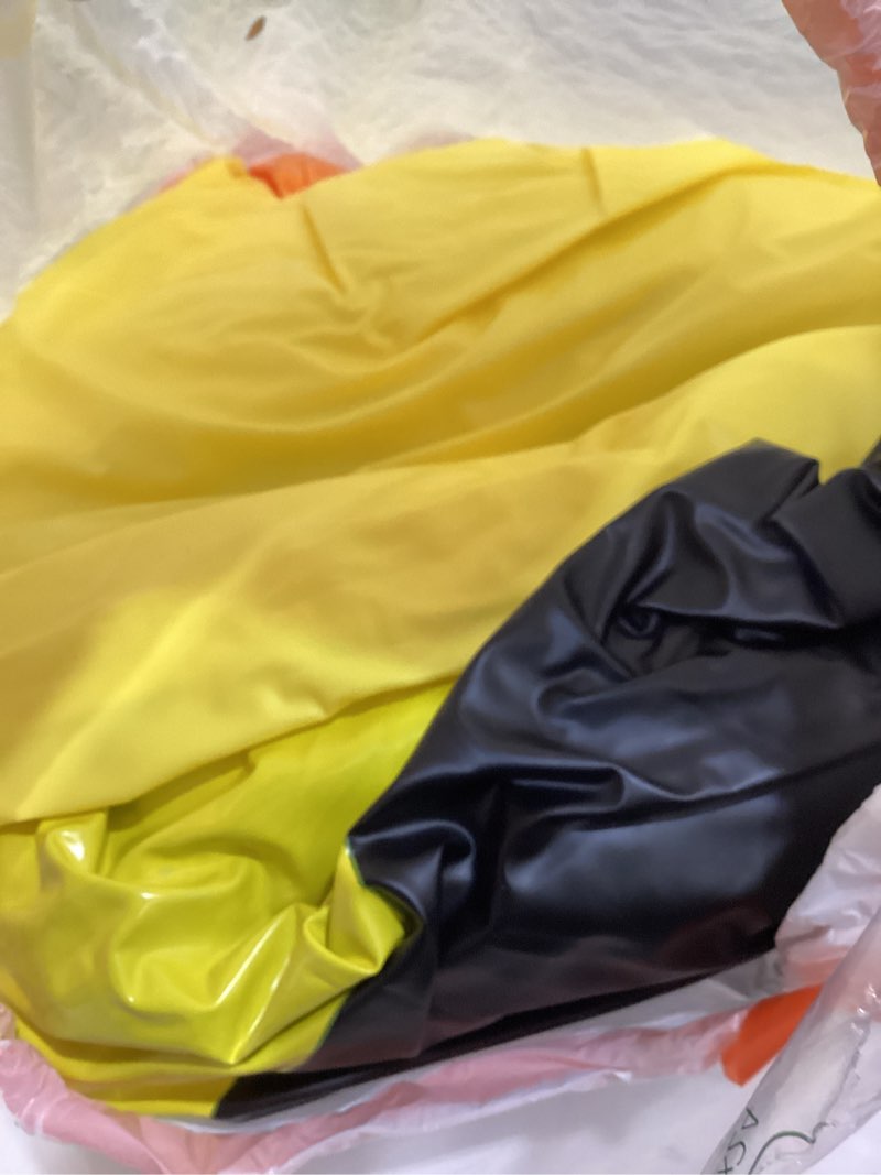 Condition photo showing As Is for hungdao 5 ft graduation giant inflatable duck decor large grad inflatable duck with cap and gown pool float blow up congrats pool float for 2026 graduation party decoration 2 blue balck