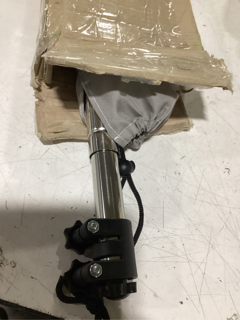 Condition photo showing As Is for premium stainless steel closet rod 1.0mm/1.3", heavy duty adjustable hanging bar for clothes organization, no-splice 1-piece telescoping design (silver, 26.9" - 46.9") silver 26.9" - 46.9"