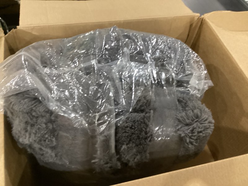 Condition photo showing New/Like New for Ophanie Round Rugs 8Ft Grey Circle Area Rug, Fluffy Fuzzy Bedroom Carpet, Plush Soft Shaggy Indoor Floor Gray Living Room Rugs for Kids Home Decor Aesthetic, Nursery 8' (Round) 1- Grey