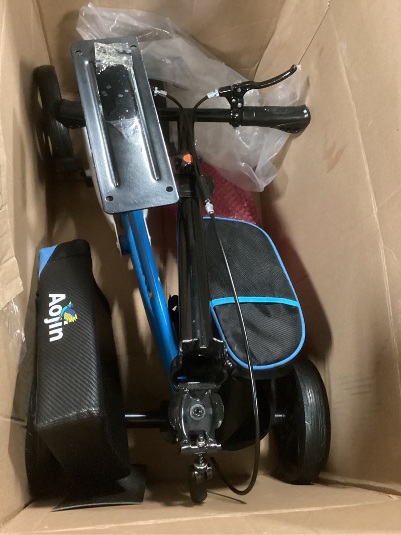 Condition photo showing Good Condition for knee scooter for adults for footinjuries, 300lbs capacity, all terrain foldable knee scooter walker with bag, 13" wide pu seat, compact crutches alternative (black) blacks