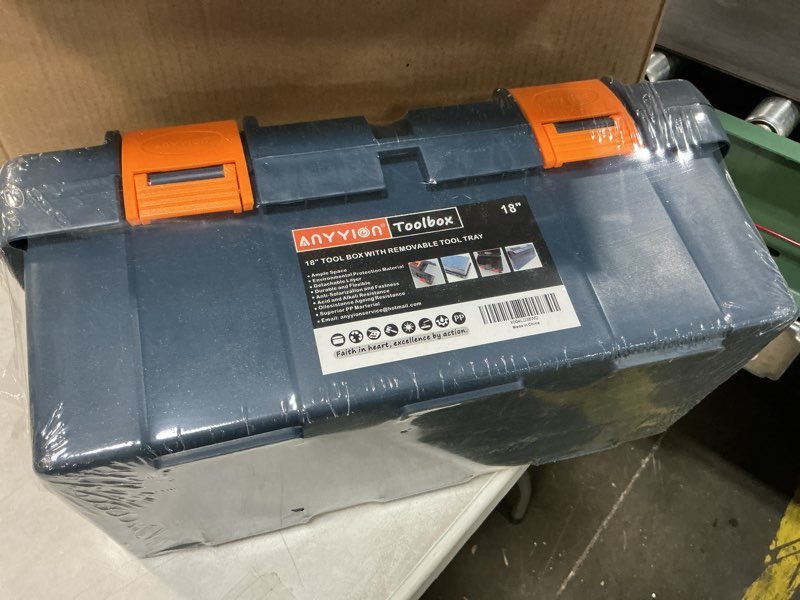 Condition photo showing Good Condition for Anyyion 17 inch Tool Box with Removable Tray, Small Parts Box On The Lid is Removable, Tray Can be Removed and Combined at Will?Internal Size:16.3"L*7.8"W*6.5"H ? 17 inch?Internal Size:16.3"L*7.8"W*6.5"H ?