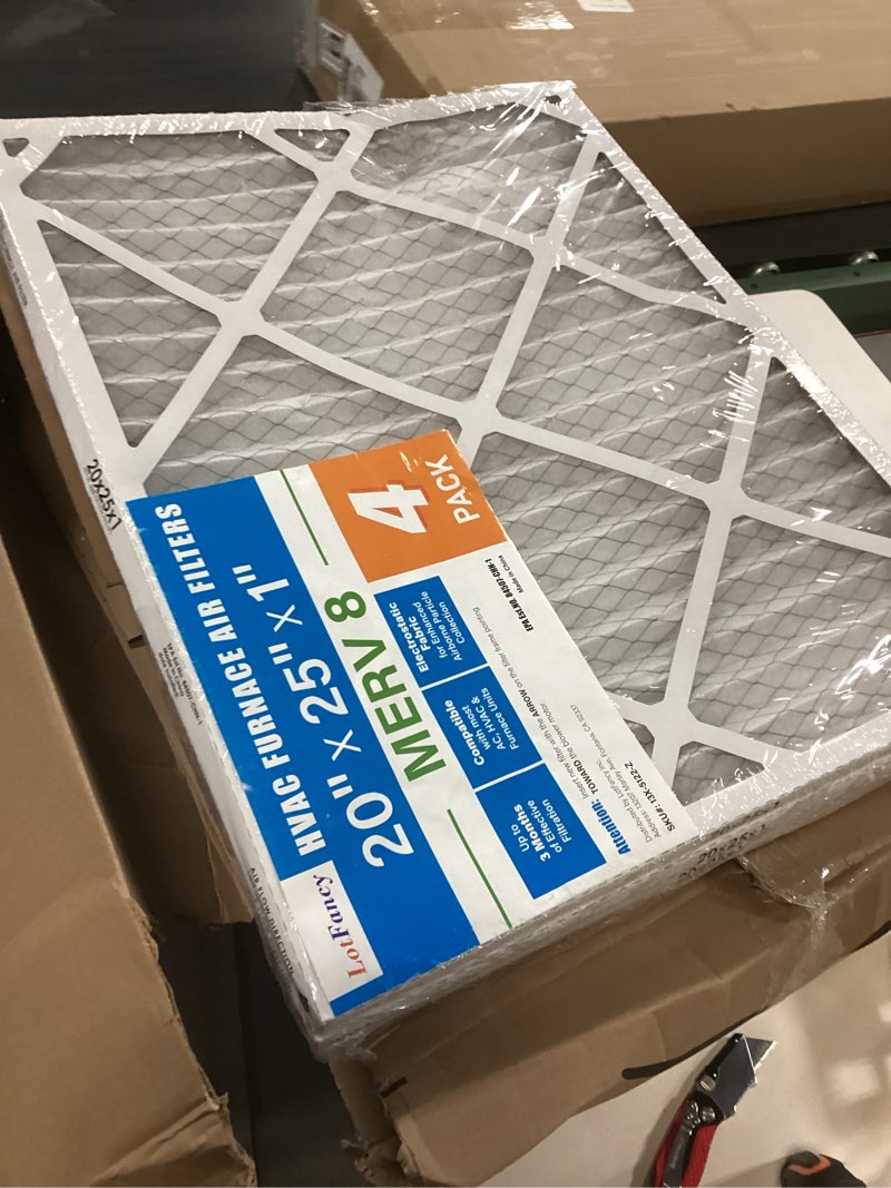 Condition photo showing New/Like New for LotFancy 20x25x1 Air Filter MERV 8 4-Pack, Actual Size: 19.75"x23.75"x0.75", Electrostatic Pleated F