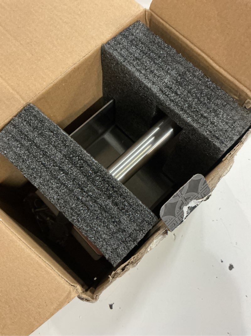 Condition photo showing Good Condition for brushed nickel toilet paper holder with shelf, 304 stainless steel screw wall mounted, marble tissue roll holder with storage
