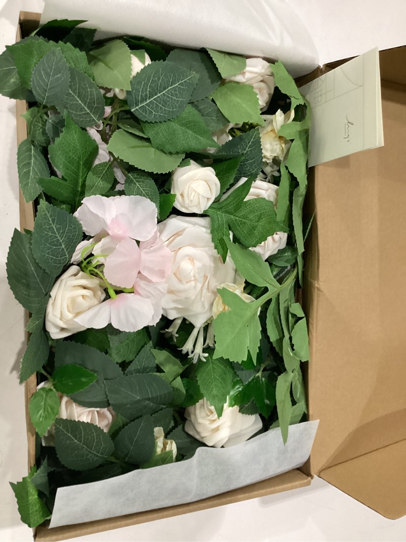 Condition photo showing New/Like New for ling's moment 5ft pink artificial flower garland cream rose garland arch flowers vine for wedding party backdrop home table centerpieces decorations pk-cream