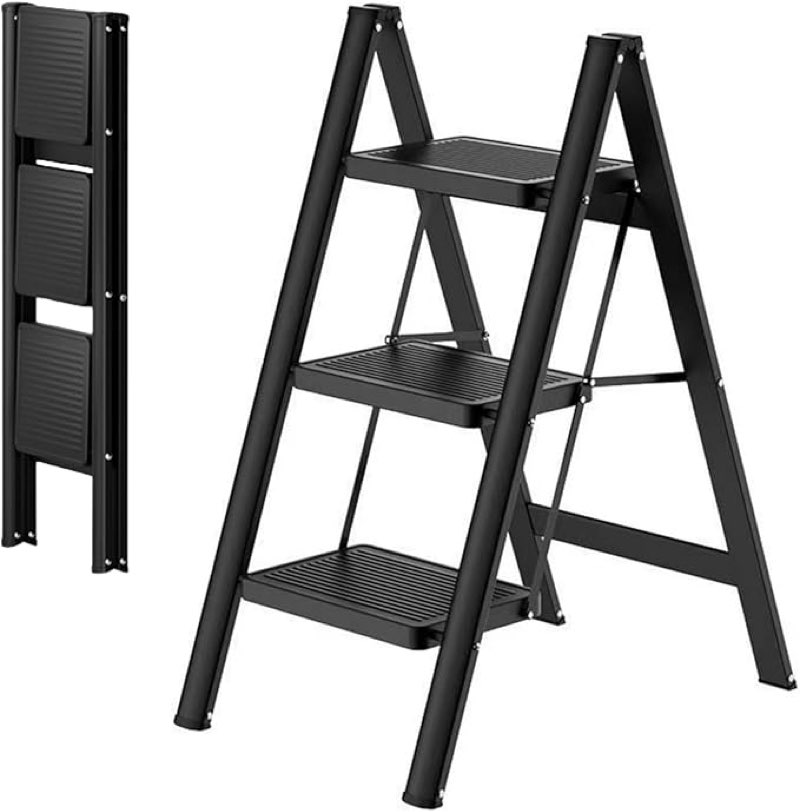  similar 3 step ladder,folding step stool with wide anti-slip pedal,330lbs load capacity,lightweight and portable for kitchen space saving