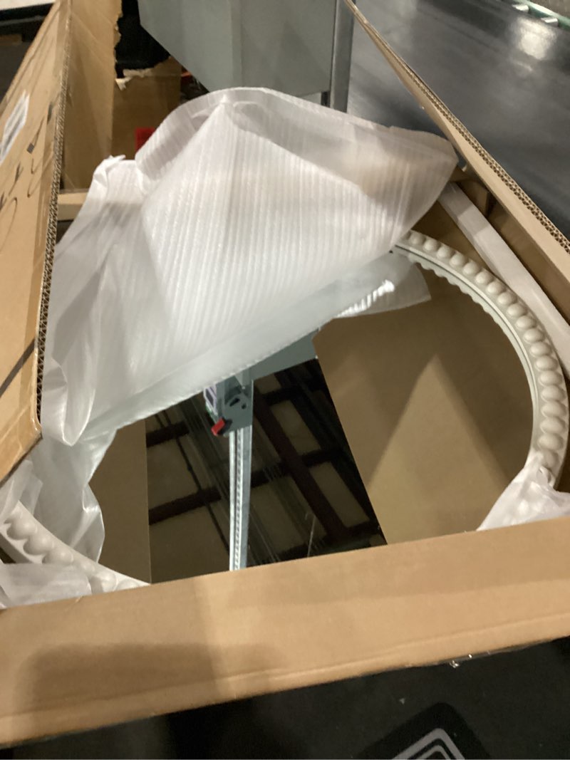 Condition photo showing Good Condition for WallBeyond Round Mirrors for Wall Decor, 30'' Wall Mirror Decorative with Beaded Framed for Home Decoration Entryway Living Room Bedroom, White 30"L x 30"W Ballpoint White