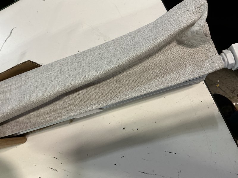 Condition photo showing Good Condition for lazblinds no drill roman shades for windows, cordless blackout window shades with uv protection, polyester fabric for bedroom & living room, 26" w x 64" h, natural blackout - faux linen - natural 26"w x 64"h