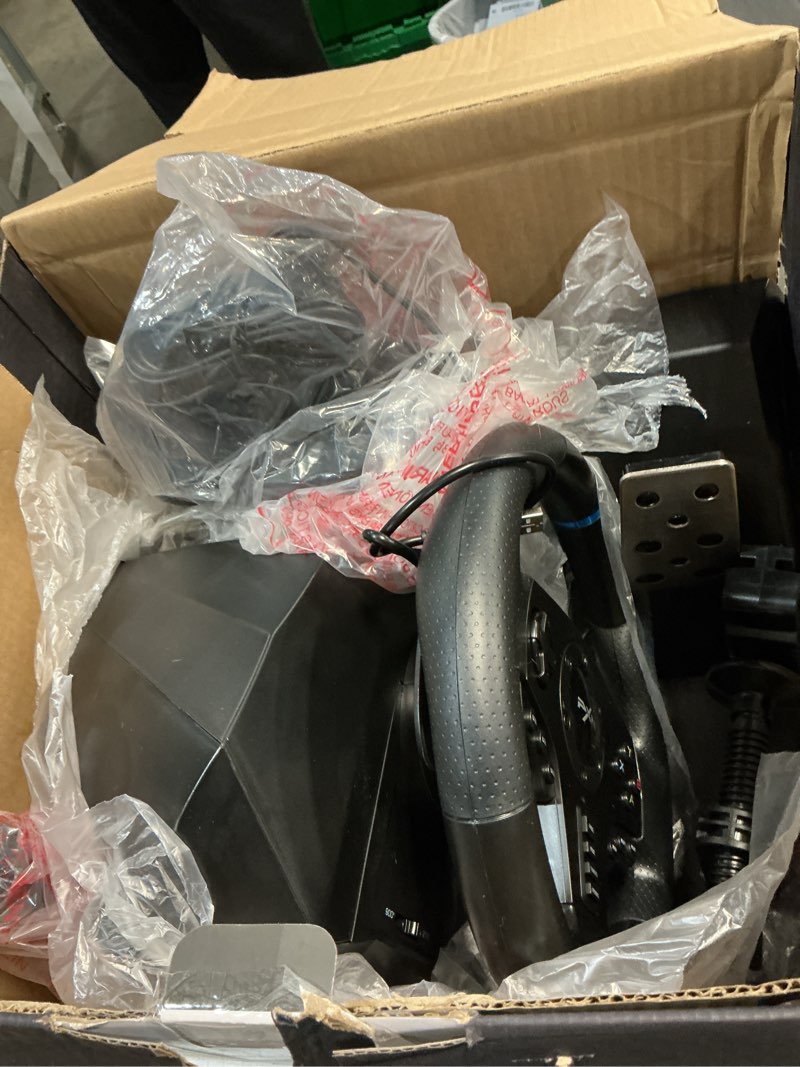 Condition photo showing Good Condition for PXN PC Steering Wheel, V9 Universal Usb Car Sim 270/900 Degree Race Steering Wheel with 3-Pedals and Shifter Bundle for PC, Xbox One, Xbox Series X/S, PS4, PS3, Switch (Black)