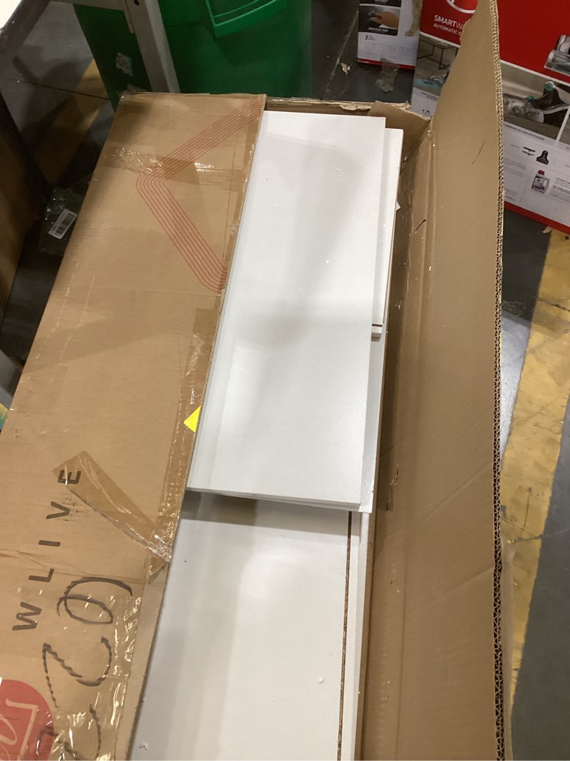 Condition photo showing As Is for WLIVE TV Stand for 43 Inch TV, Small Entertainment Center with Storage Cabinet & Adjustable Shelves, Mid-Century Modern TV Stands for Living Room and Bedroom, TV Console Suit 32 Inch TV, White 39 Inch White