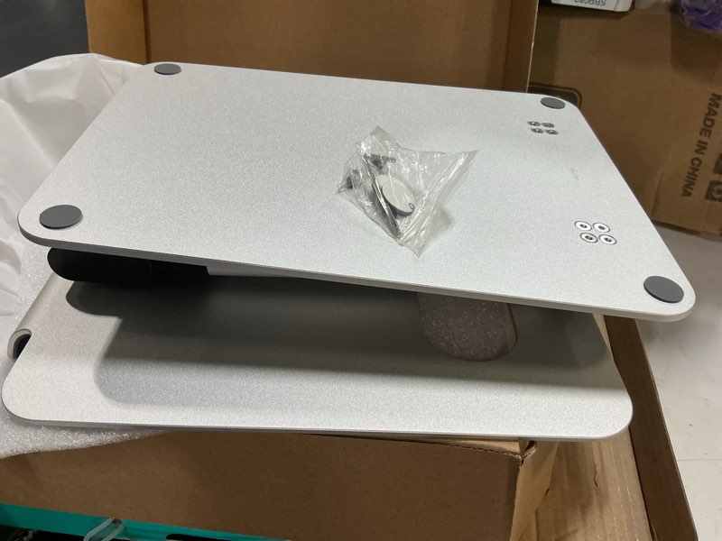 Condition photo showing Good Condition for lifelong laptop stand for desk, ergonomic sit to stand premium aluminum laptop holder, adjustable height from 2.1" to 20", compatible with macbook, all laptops tablets 11-17" - silver 2. silver 1. up to 17" laptop