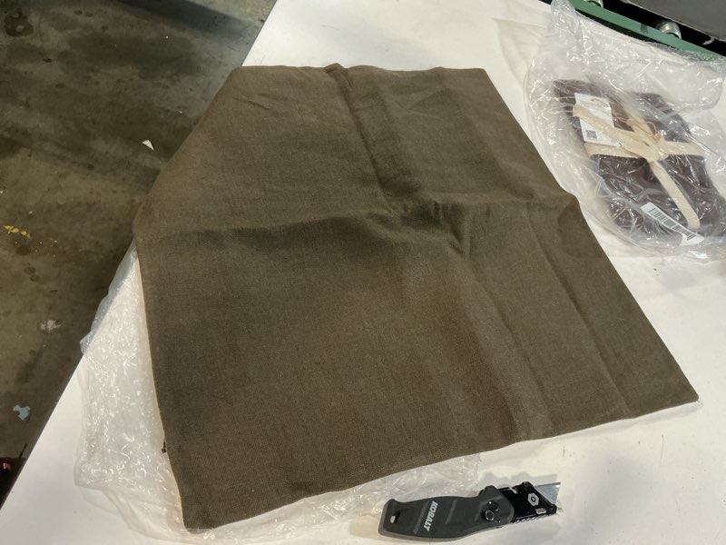 Condition photo showing As Is for quince reversible linen bamboo pillow cover (set of 2), 20x20, brown/natural