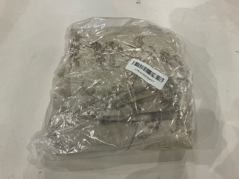 Condition photo showing New/Like New for jinchan Floral Kitchen Curtains 54 Inch Linen Tier Curtains Farmhouse Cafe Half Window Drapes for Small Windows Light Filtering Taupe on Beige for Living Room Bathroom Back Tab 2 Panels 38"W x 54"L (Pack of 2) Rod Pocket | Taupe on Beige