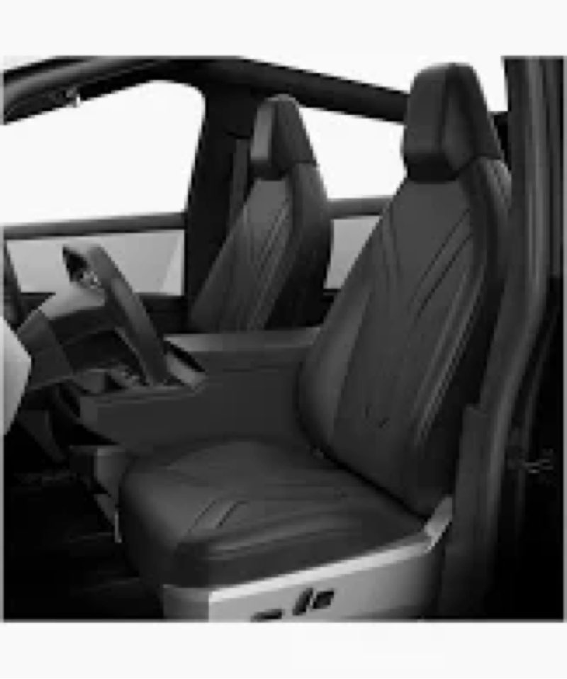 FEINEPRO Seat Covers for Tesla Cybertruck 2025 2024, PU Leather Full Set with Armrest Cover - Front 