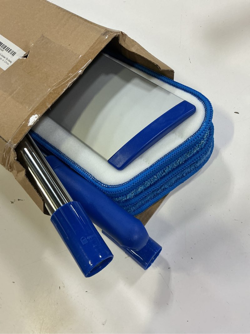 Condition photo showing Good Condition for 18" professional microfiber mop floor cleaning system, flat mop with stainless steel handle, 4 reusable washable mop pads, wet and dust mopping for hardwood, vinyl, laminate, tile cleaning blue