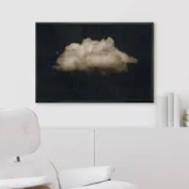 Clouds \" Moody Black Modern Minimalist Neutral Artwork \" - Extra Large Framed Wall Art Canvas Print 30 x 60