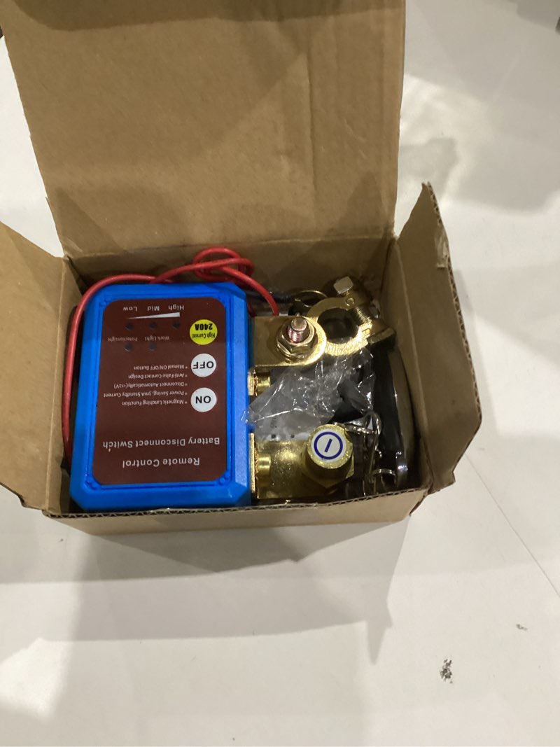 Condition photo showing Good Condition for 12V/24V 240A Smart Voltage Kill Switch, Remote Battery Disconnect Automatic Power Shut Off Remote Control Switch Car Anti-Theft for Auto GM Car Truck Boat RV (Flat Installation)