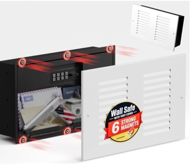 2026 upgraded hidden in wall safe with vent cover, recessed hidden safe between 16" studs for home a