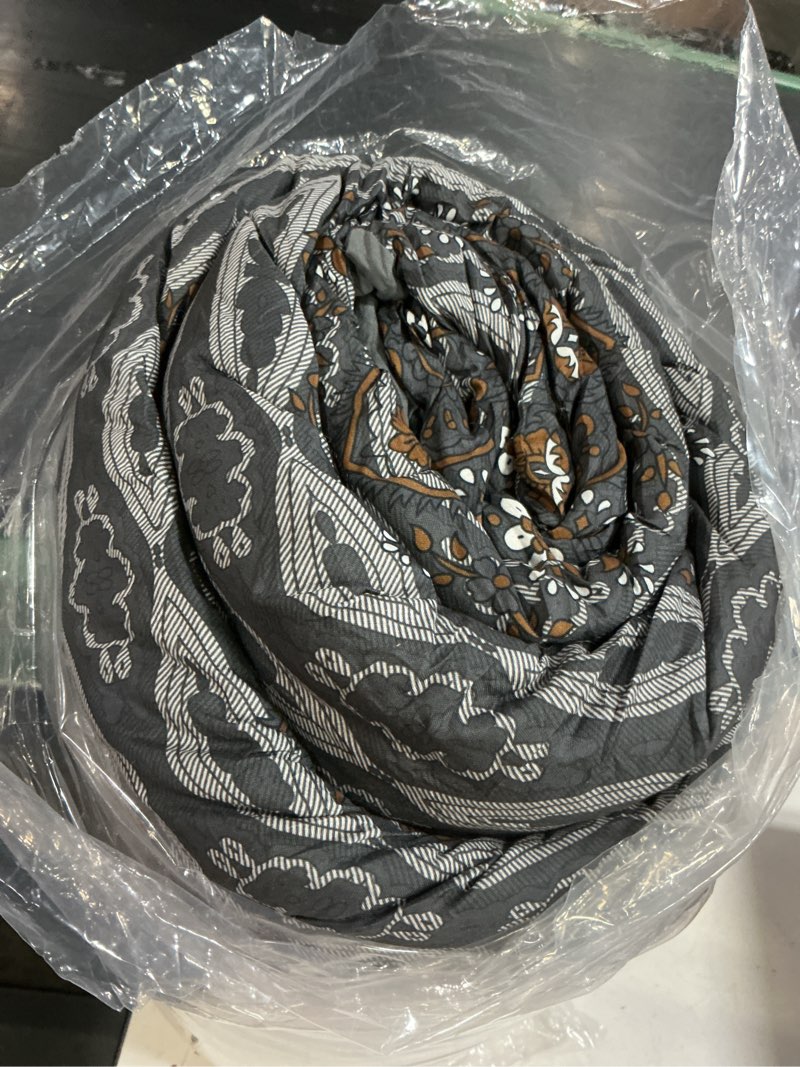 Condition photo showing As Is for cottolester boho king comforter set 8 pieces,brown black bohemian comforter paisley striped bed in a bag,soft microfiber bedding set for all season brown and black king