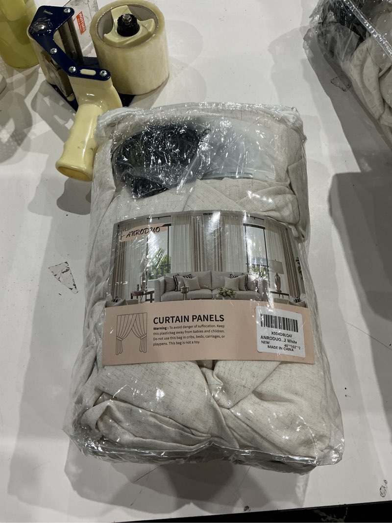 Condition photo showing Good Condition for memory trained pinch pleated curtains 102 inches long, viral linen pinch pleat sheer curtains with ring hooks&clips for track system living room, natural light filtering privacy curtain 2 panel set natural 40"w x 102"l (pack of 2)