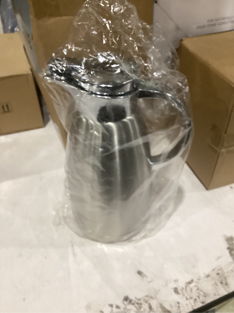 Condition photo showing New/Like New for 61oz coffee carafe airpot insulated coffee urn stainless steel vacuum thermal pot flask dispenser for coffee, hot water, tea, hot beverage - keep 12 hours hot, 24 hours cold, silver